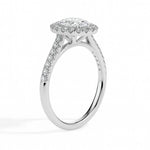 Dora Solitaire Halo Pave Oval Ring-Dileti