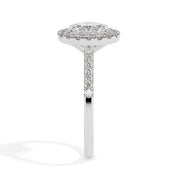 Dora Solitaire Halo Pave Oval Ring-Dileti