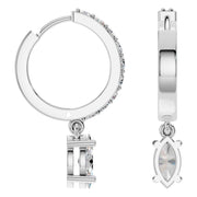 Accented Drop Earrings - Marquise 7.2x5.1mm