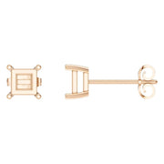 Solitaire Stud Earrings - Princess 4.5mm