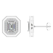 Halo Earrings - Emerald 7x5mm