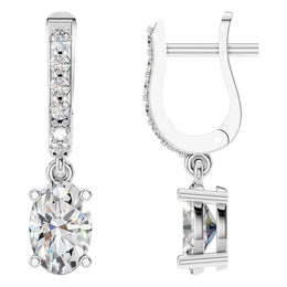 Oval Pave Drop Earrings