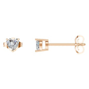 Solitaire Stud Earrings - Heart 4mm