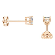 Solitaire Stud Earrings - Heart 4mm
