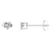 Solitaire Stud Earrings - Heart 4mm