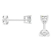 Solitaire Stud Earrings - Heart 4mm