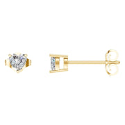 Solitaire Stud Earrings - Heart 4mm