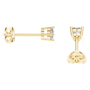 Solitaire Stud Earrings - Heart 4mm