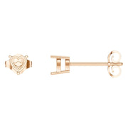 Solitaire Stud Earrings - Heart 4mm