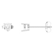Solitaire Stud Earrings - Heart 4mm