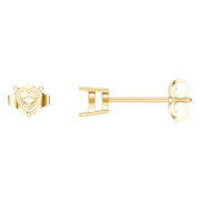 Solitaire Stud Earrings - Heart 4mm