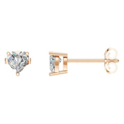 Solitaire Stud Earrings - Heart 5mm