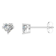 Solitaire Stud Earrings - Heart 5mm