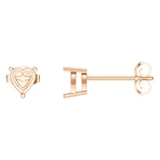 Solitaire Stud Earrings - Heart 5mm