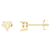 Solitaire Stud Earrings - Heart 5mm