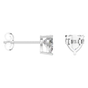 Solitaire Stud Earrings - Heart 6mm