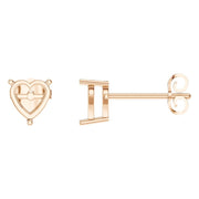 Solitaire Stud Earrings - Heart 6mm