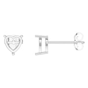 Solitaire Stud Earrings - Heart 6mm