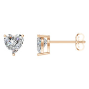 Solitaire Stud Earrings - Heart 6.5mm