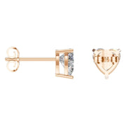 Solitaire Stud Earrings - Heart 6.5mm