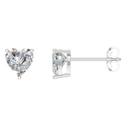 Solitaire Stud Earrings - Heart 6.5mm