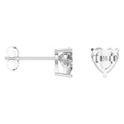 Solitaire Stud Earrings - Heart 6.5mm