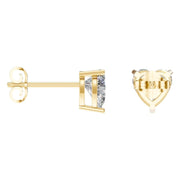 Solitaire Stud Earrings - Heart 6.5mm