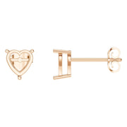 Solitaire Stud Earrings - Heart 6.5mm