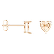 Solitaire Stud Earrings - Heart 6.5mm