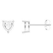 Solitaire Stud Earrings - Heart 6.5mm