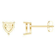 Solitaire Stud Earrings - Heart 6.5mm