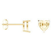 Solitaire Stud Earrings - Heart 6.5mm