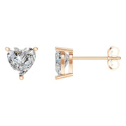 Solitaire Stud Earrings - Heart 7mm