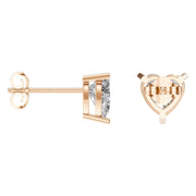 Solitaire Stud Earrings - Heart 7mm