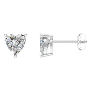 Solitaire Stud Earrings - Heart 7mm