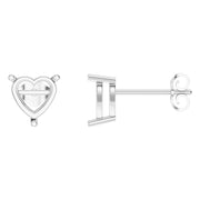 Solitaire Stud Earrings - Heart 7mm