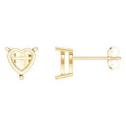 Solitaire Stud Earrings - Heart 7mm