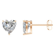 Solitaire Stud Earrings - Heart 8mm