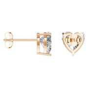 Solitaire Stud Earrings - Heart 8mm
