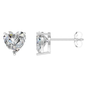 Solitaire Stud Earrings - Heart 8mm