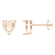 Solitaire Stud Earrings - Heart 8mm