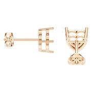 Solitaire Stud Earrings - Heart 8mm