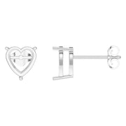 Solitaire Stud Earrings - Heart 8mm