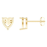 Solitaire Stud Earrings - Heart 8mm