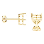 Solitaire Stud Earrings - Heart 8mm