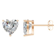 Solitaire Stud Earrings - Heart 9mm
