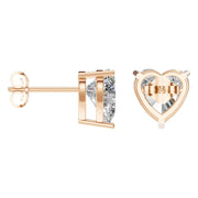 Solitaire Stud Earrings - Heart 9mm