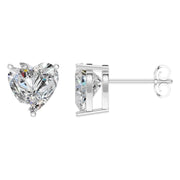 Solitaire Stud Earrings - Heart 9mm