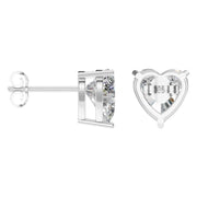 Solitaire Stud Earrings - Heart 9mm