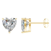 Solitaire Stud Earrings - Heart 9mm
